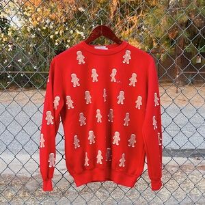 Vintage 80s Red Gingerbread Man Crewneck Sweatshirt
